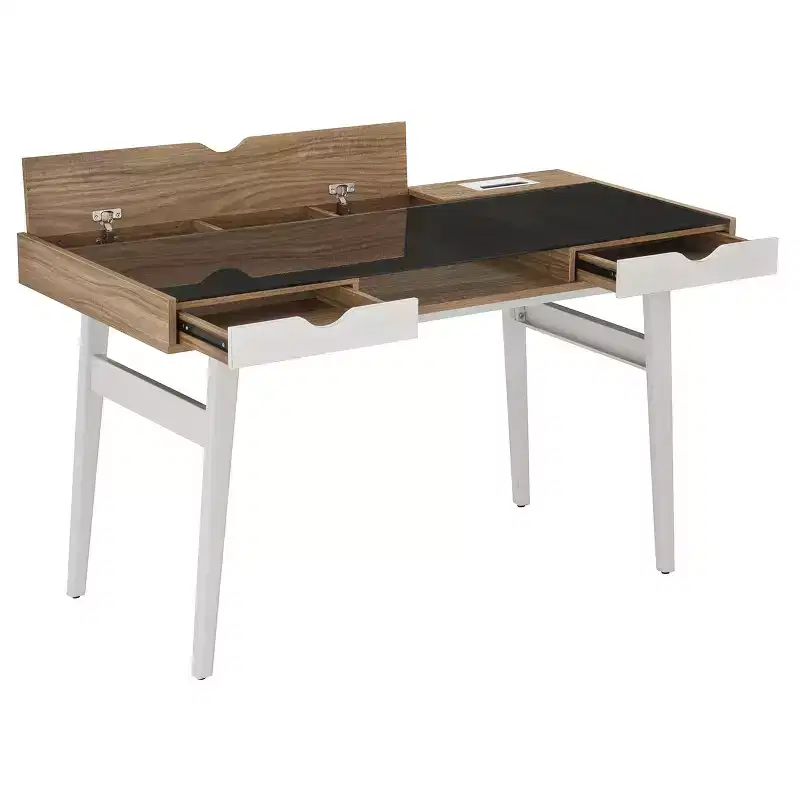 Compact Computer Desk with Multiple Storage Walnut, Modern Office Furniture with Cable Management