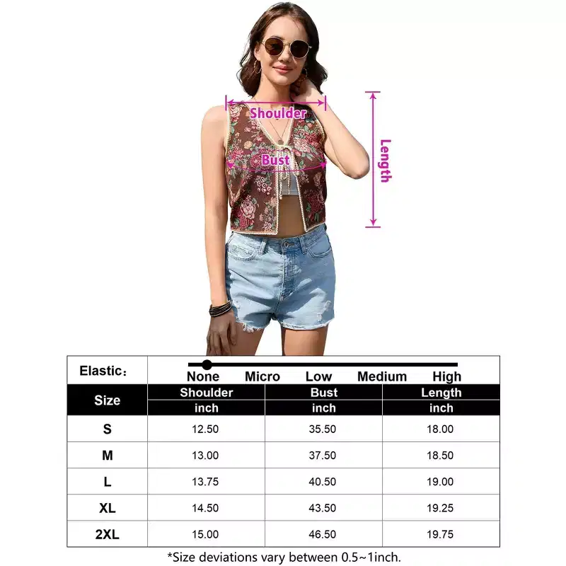 Coolmee Women's Casual Vests Tops V Neck Sleeveless Fashionable Floral Jacquard Tie Front Tops Fashion Cropped Party Vests XL Black jacquard