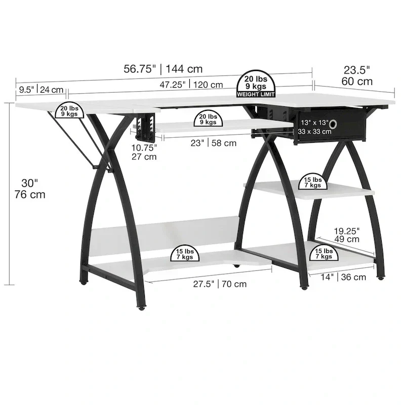 Comet Plus Sewing Desk with or without Grids on Top for Cutting