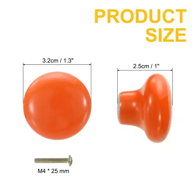 Unique Bargains Round Ceramic Drawer Knobs with Screw for Cupboard Wardrobe 4 Pcs