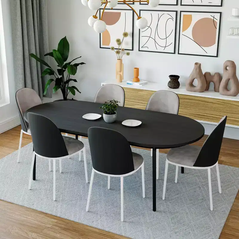 LeisureMod Tule Modern Dining Chair Set of 4 with PU Leather, Velvet, or Suede Seat and White Steel Frame  Kitchen, Dining Room, Home, Cafe, Seating
