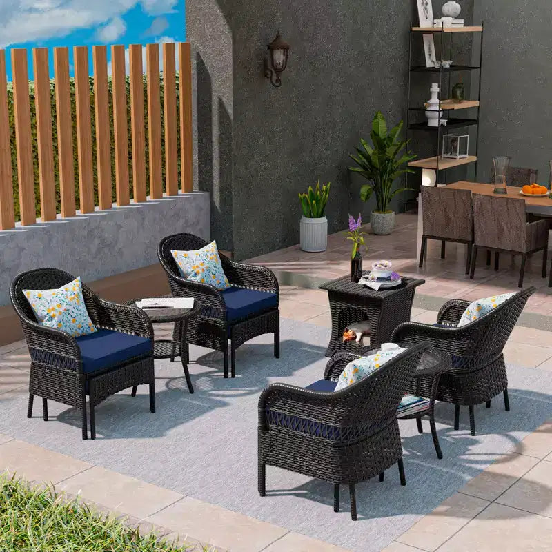 UPTIOT 11-Piece Outdoor Wicker Patio Conversation Seating Set