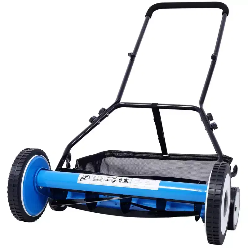 NAYSAYE Manual Lawn Mower Push Reel Grass Cutter Grass Trimmer Smooth Clean Mowing for Home Yard Garden, Blue, 27.2*18.9*10.6