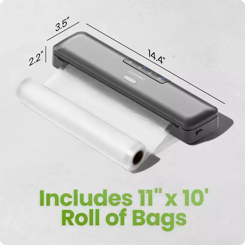 Chefman Vacuum Sealer Machine, Ideal for Sous Vide and Storage, Vacuum Sealer Bags Included - Black