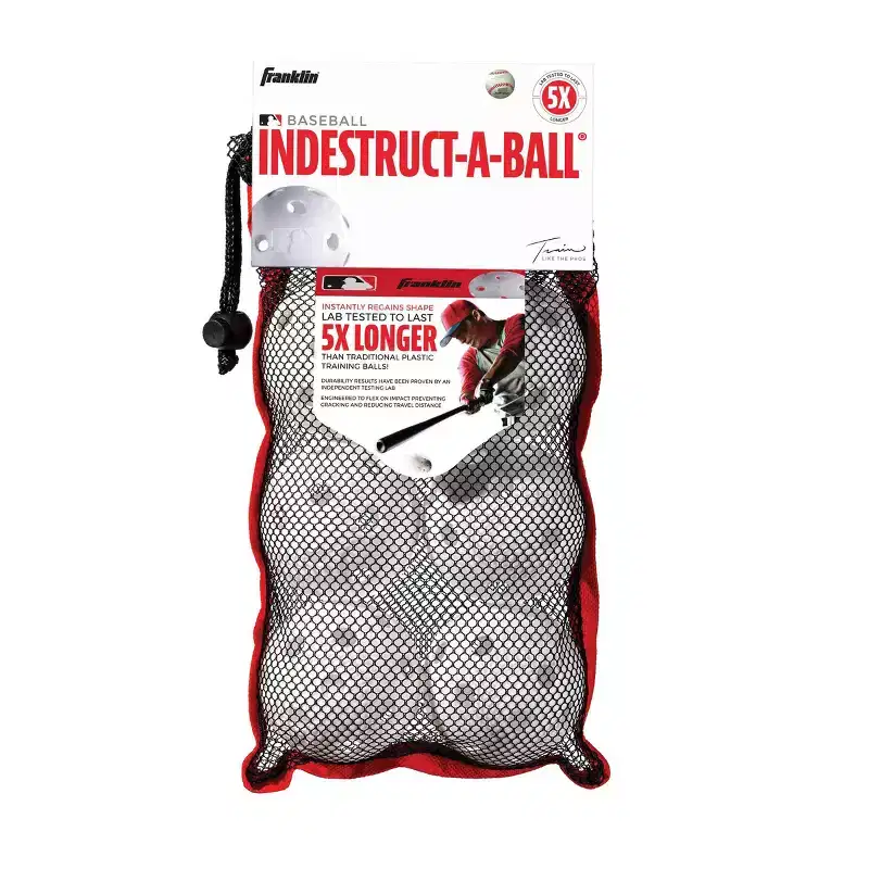 Franklin Sports Indestructible Baseball - White: Polyethylene Training Balls, Set of 6