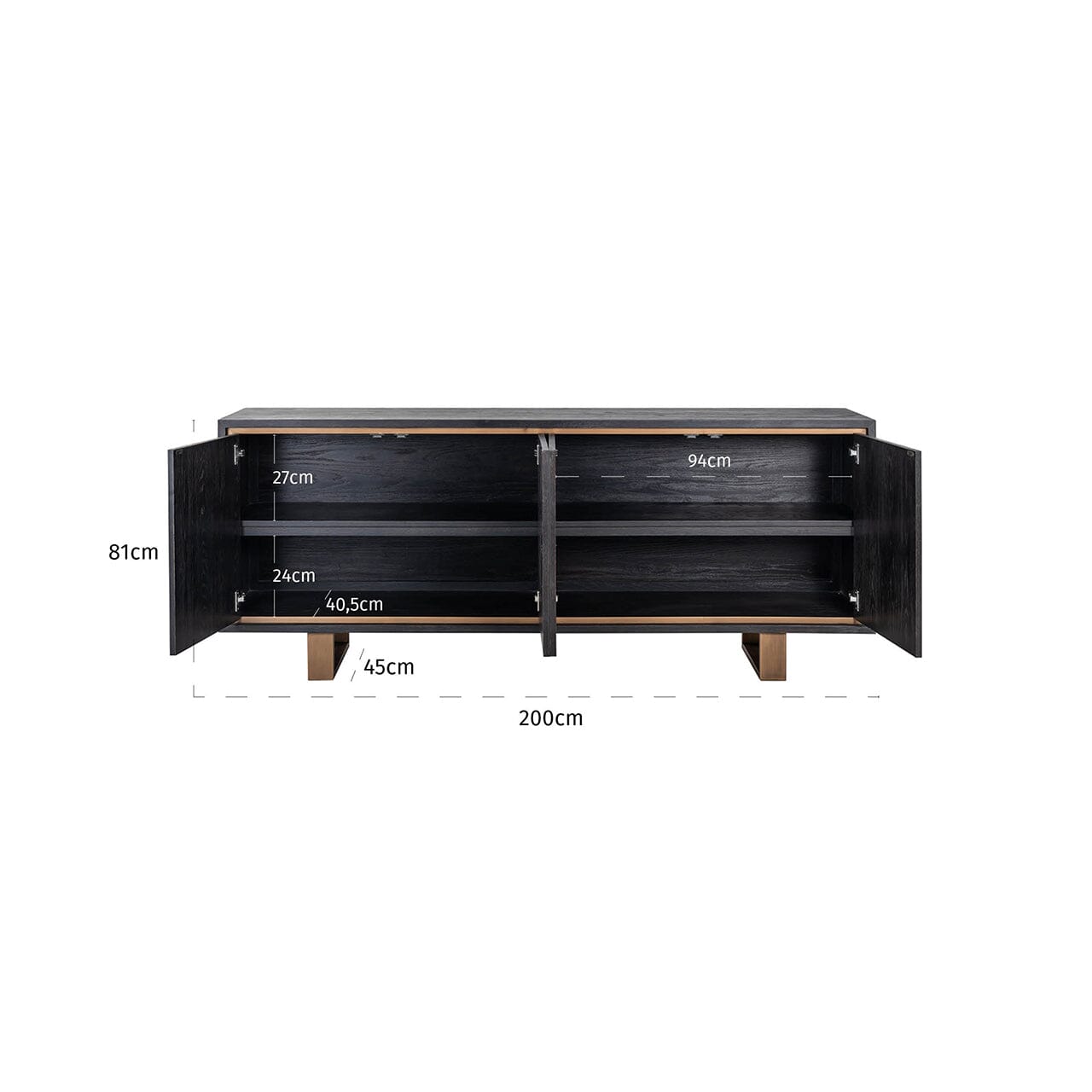 Black Sideboard with Brass Handles