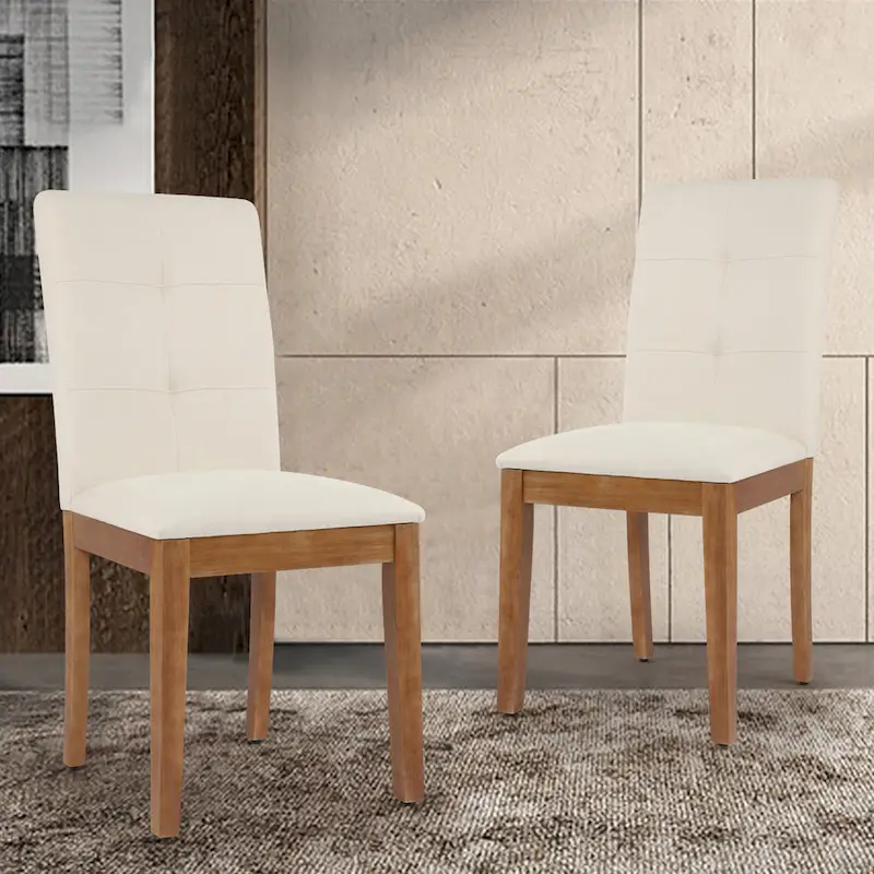 Upholstered Dining Chairs with Tufted High Back and Brushed Legs