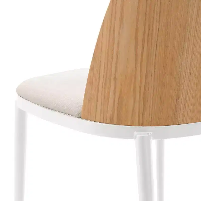 LeisureMod Tule Modern Dining Chair Set of 4 with PU Leather, Velvet, or Suede Seat and White Steel Frame  Kitchen, Dining Room, Home, Cafe, Seating