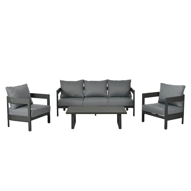 4-Piece Outdoor Seating Set with Thick Cushions