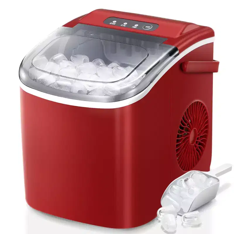 Portable Ice Maker,Countertop Model,Self-Cleaning,26.5lbs/24Hrs,6 Mins/9 Pcs Bullet Ice,Includes Ice Scoop and Basket