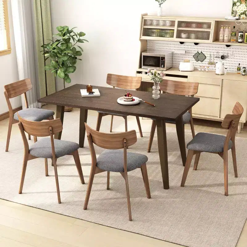 Set of 2 Mid-Century Modern Dining Chairs with Cushioned Seats
