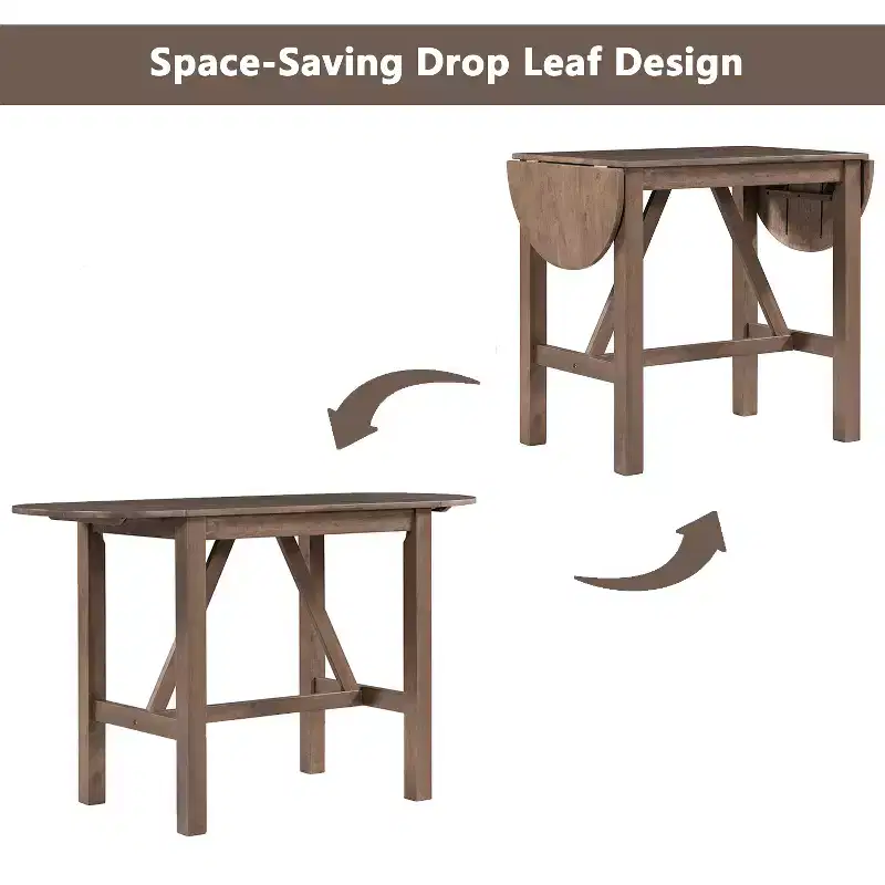 Whisen 3-Piece Wood Counter Height Drop Leaf Dining Table Set with 2 Upholstered Dining Chairs