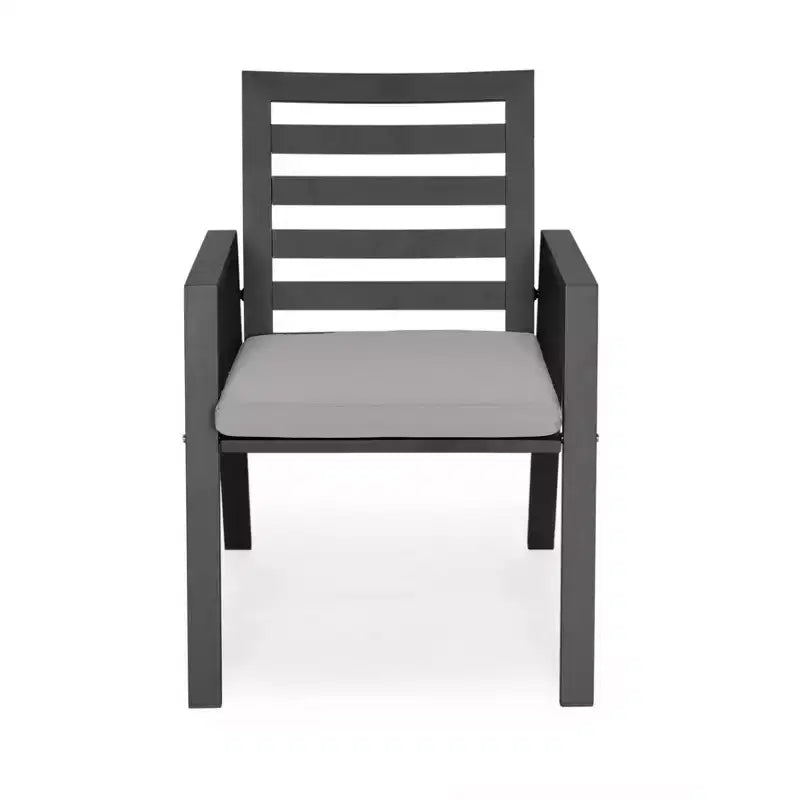 LeisureMod Chelsea 5-Piece Patio Dining Set, 48 Round Aluminum Dining Table and 4 Dining Armchair