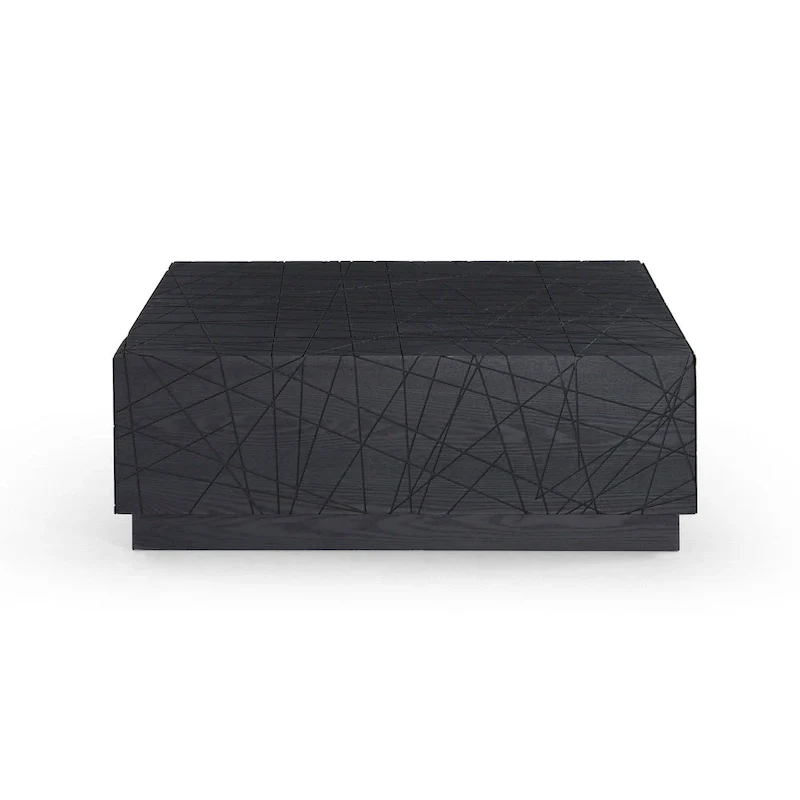Modrest Kenda Modern Black Oak Square Coffee Table With Storage