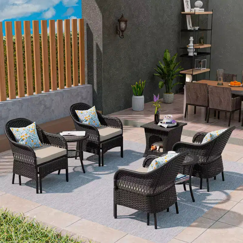 UPTIOT 11-Piece Outdoor Wicker Patio Conversation Seating Set