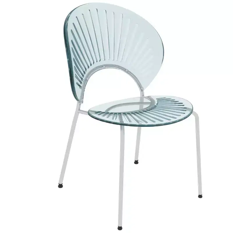 LeisureMod Opulent Modern Acrylic Dining Chair  Transparent Seat with Chrome Metal Legs, Stylish Durable Accent Chair for Kitchen, Dining Room, Cafe