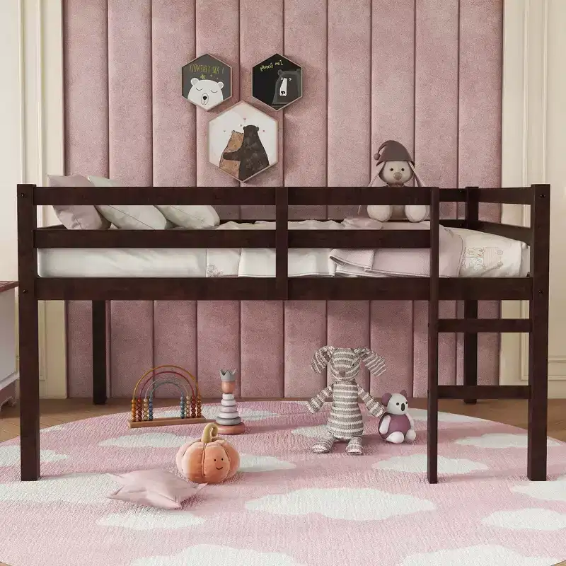 MAYEERTY Twin Bunk Bed Kid-Friendly Safety Rail Solid Pine Wood