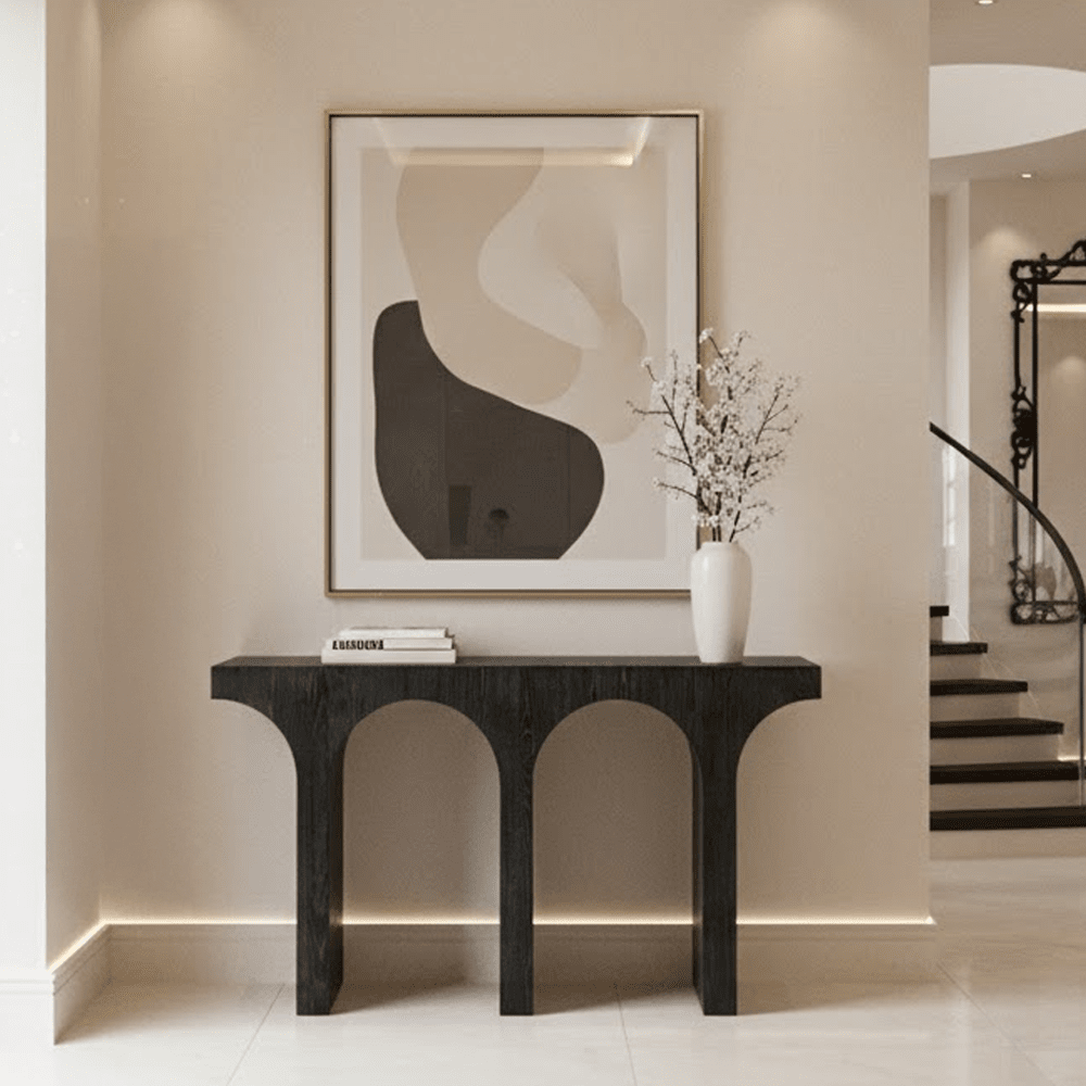 Black Wooden Arch Console Table