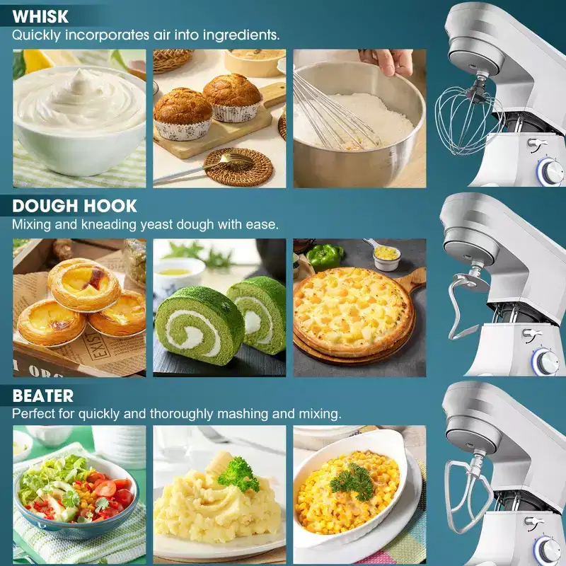 SUGIFT 7.5 QT Electric Kitchen Mixer with 6 Speeds & Pulse, Stainless Steel Bowl for Baking, Cooking & Dough Kneading