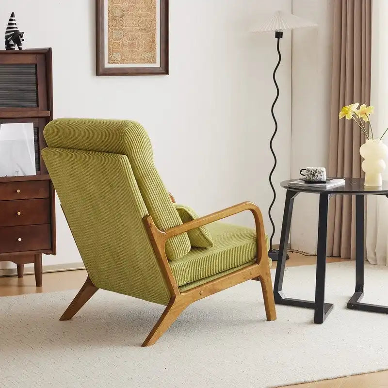 High Back Solid Wood Armrest Backrest Leisure Chair Accent Chair