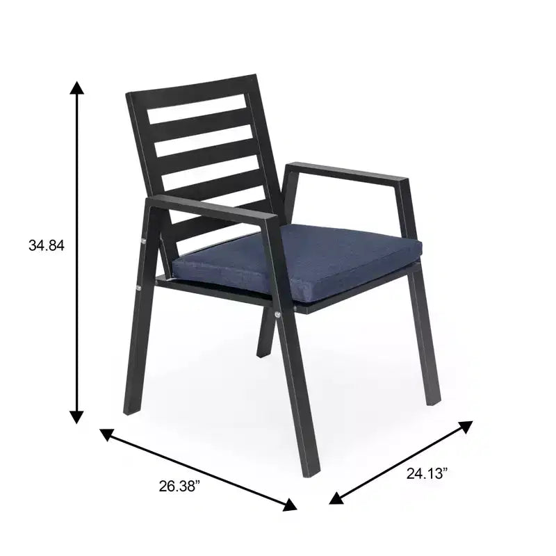 LeisureMod Chelsea 5-Piece Patio Dining Set, 48 Round Aluminum Dining Table and 4 Dining Armchair
