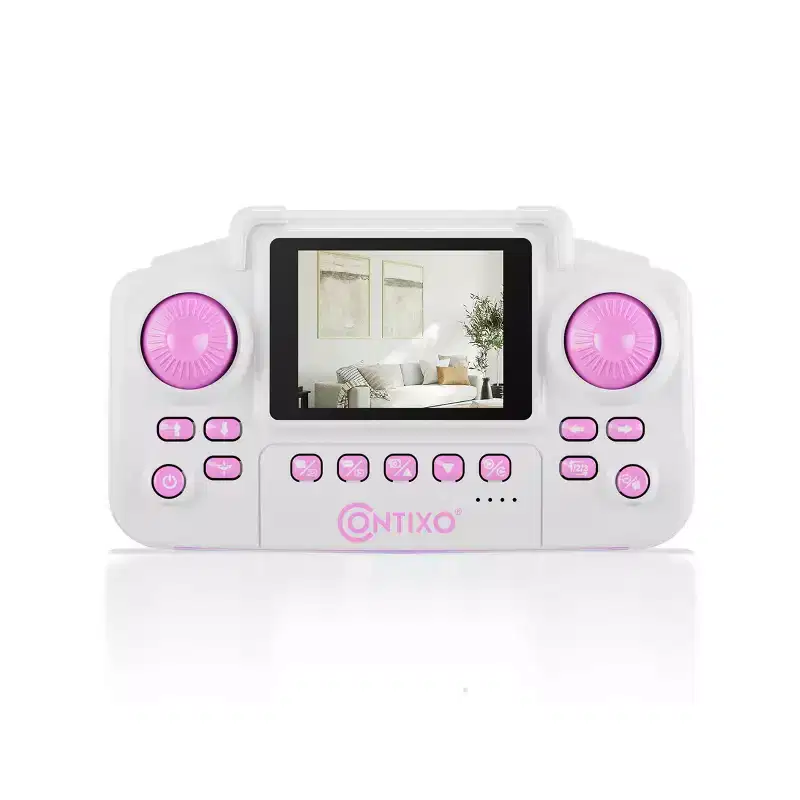 Contixo F15 Astro Kids Drone, HD Camera, 2.4 Screen Remote, Auto Hover, 2 Batteries, RGB Light 3D Flip Drones Toys Gift for Boys Girls- Pink