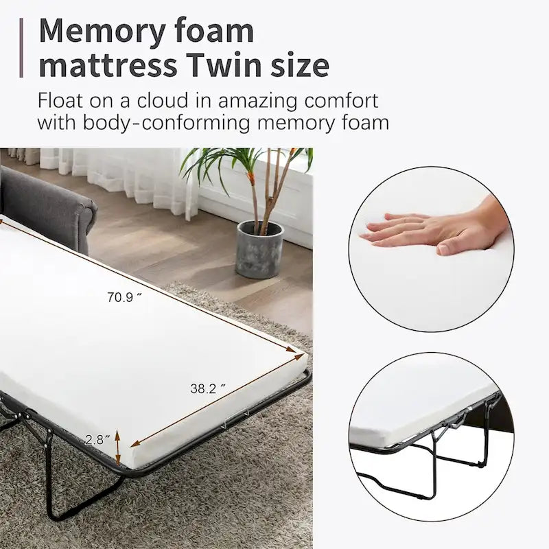 Merax Pull Out Sofa Bed Loveseat Sleeper with Twin Size Memory Mattress