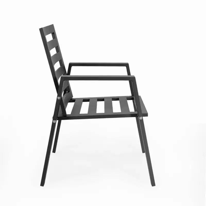 LeisureMod Chelsea 5-Piece Patio Dining Set, 48 Round Aluminum Dining Table and 4 Dining Armchair