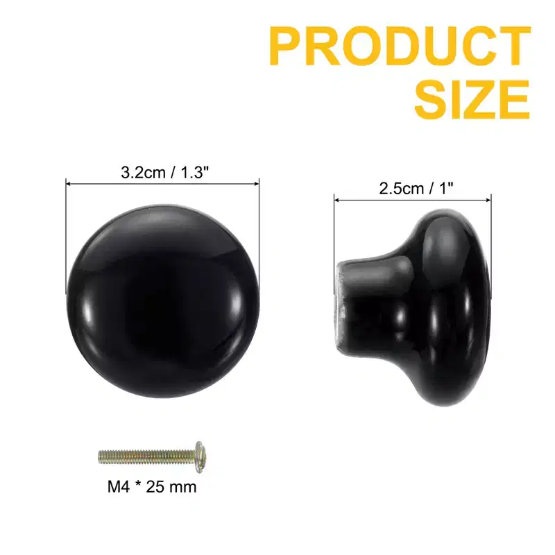 Unique Bargains Round Ceramic Drawer Knobs with Screw for Cupboard Wardrobe 4 Pcs