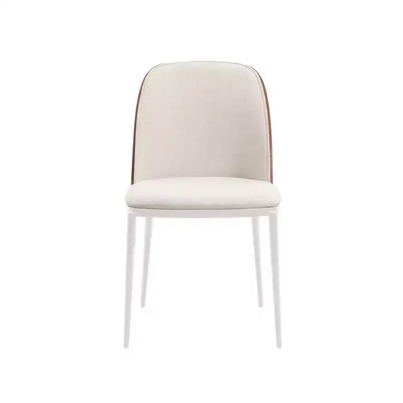 LeisureMod Tule Modern Dining Chair Set of 4 with PU Leather, Velvet, or Suede Seat and White Steel Frame  Kitchen, Dining Room, Home, Cafe, Seating
