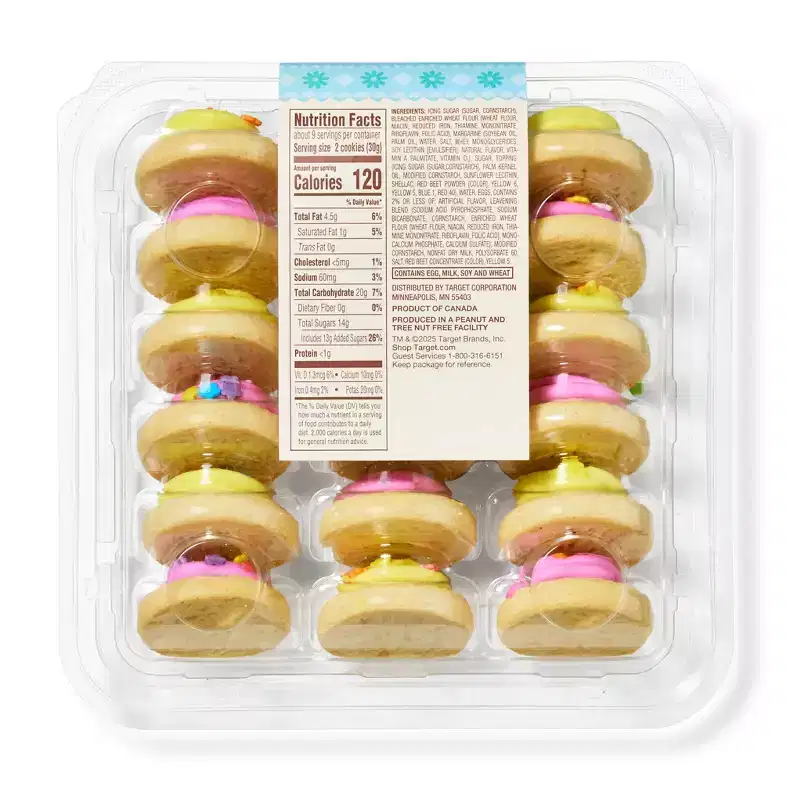Spring Mini Pink & Yellow Frosted Sugar Cookies - 9.4oz/18ct - Favorite Day™