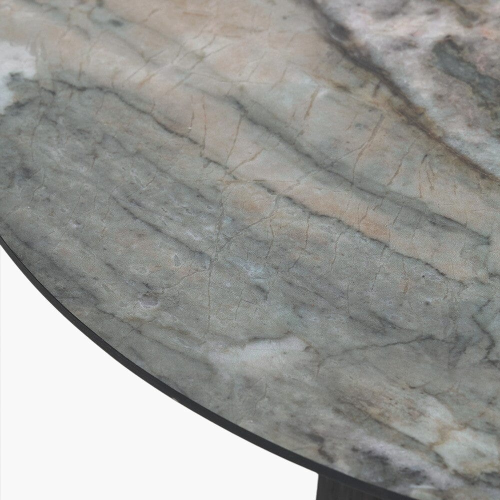 Dark Brown Wooden Coffee Table with Marble Effect Top