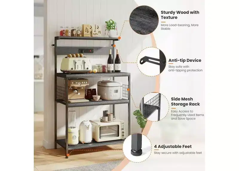 JIONJOY 3-Tier Kitchen Baking Rack  Heavy-Duty Steel Microwave Oven Stand, Organizer, Baking Utensils Storage Shelf, Rust-Resistant Coating