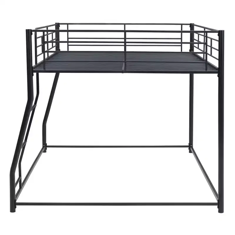 Twin XL over Queen Metal Bunk Bed with Ladder and Safety Guardrail
