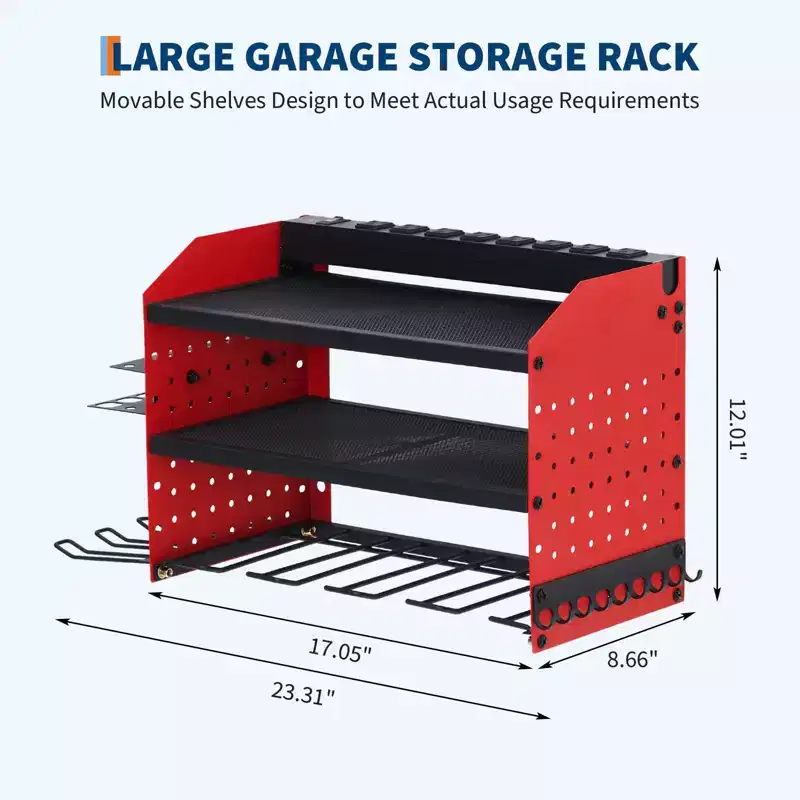 Power Tool Organizer,Drill Holder Wall Mount with Charging Station,Heavy Duty 3/4-Layer Power Pool Storage ,4 Drill Shelf with Hooks