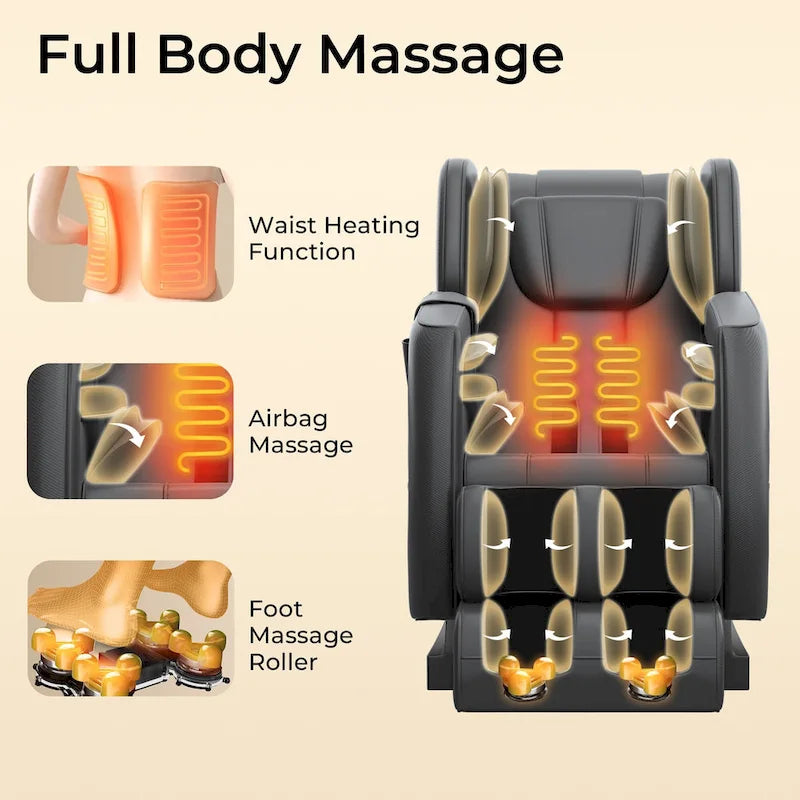 Full Body Massage Chair with Zero Gravity, Bluetooth Speaker & Foot Roller