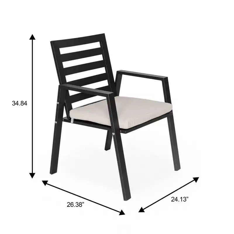 LeisureMod Chelsea 5-Piece Patio Dining Set, 48 Round Aluminum Dining Table and 4 Dining Armchair