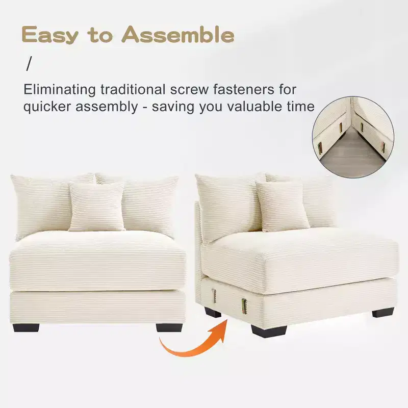 Oversized Cloud Modular Sectional Couch,Convertible Sectional Couches Deep Seat Extra-Wide Armrests