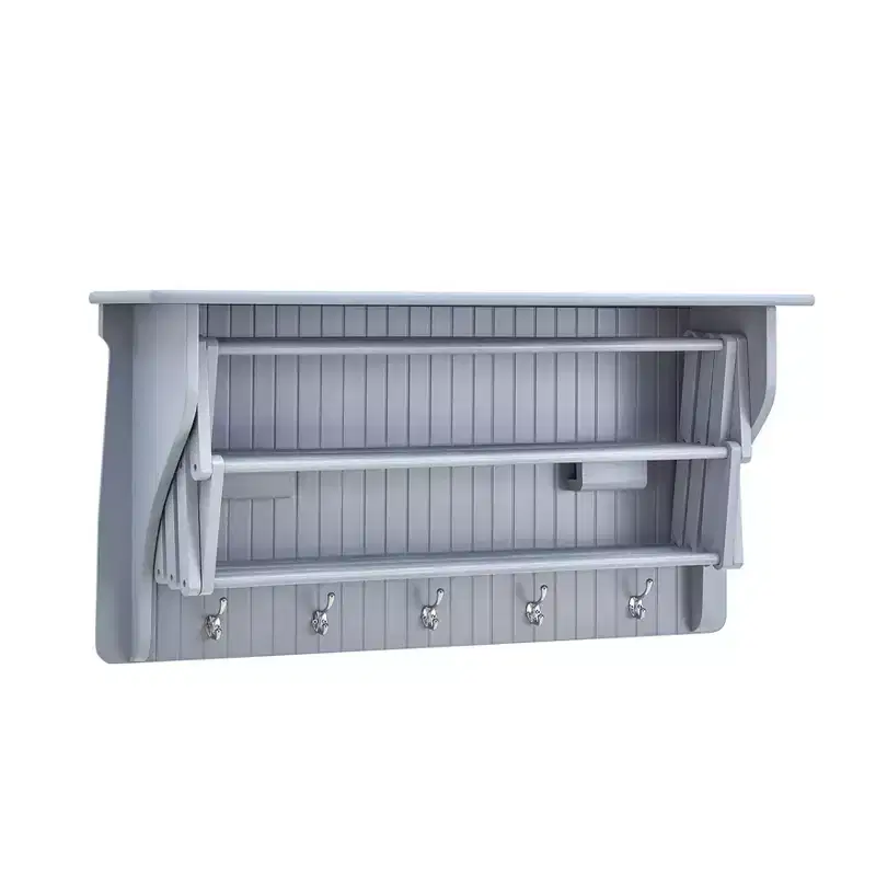36 x 18 Wall Shelf with Collapsible Drying Rack and Hooks - Danya B.