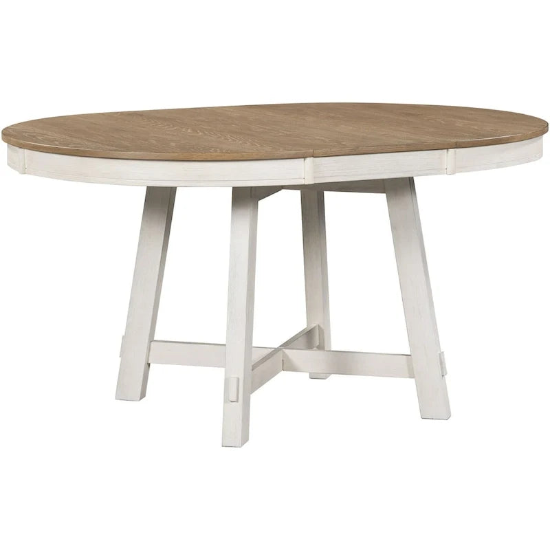 Farmhouse Round Extendable Dining Table with 16 Leaf Wood Kitchen Table