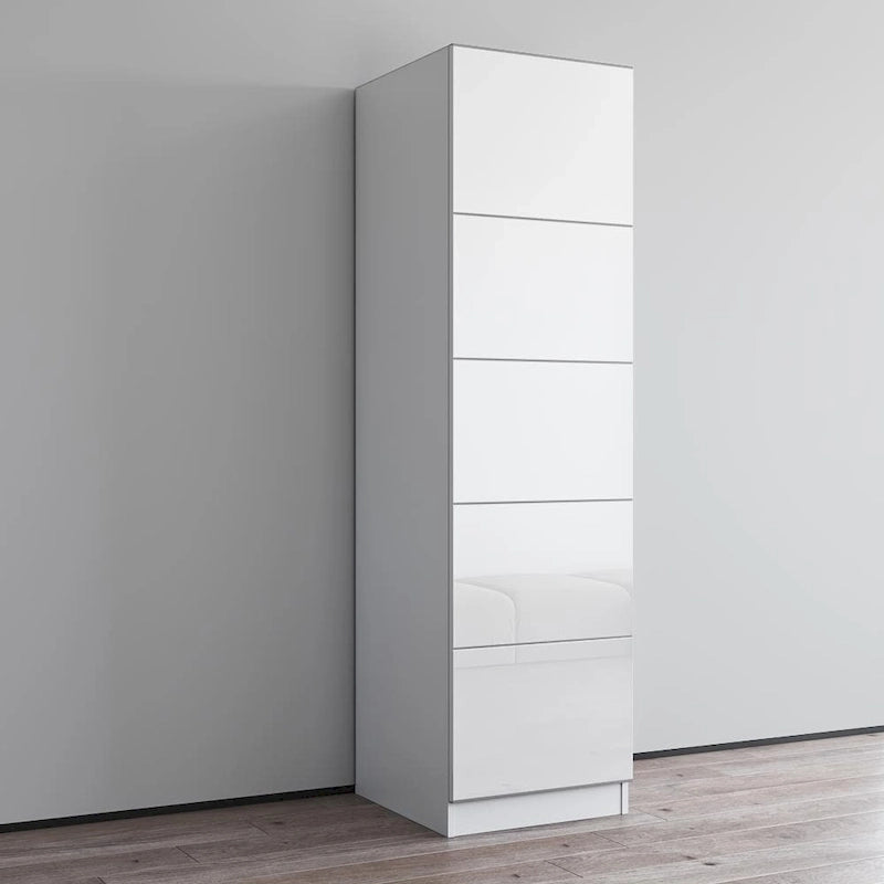 Wardrobe Armoire – Black / Grey / White, Glass Front, Matte Body, Contemporary Style