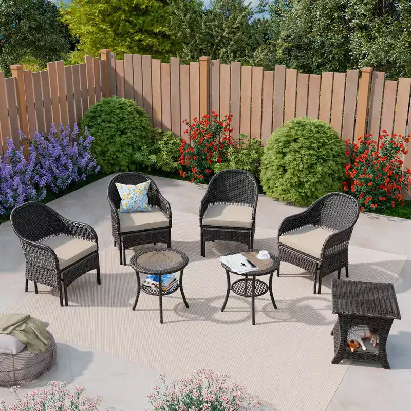 UPTIOT 11-Piece Outdoor Wicker Patio Conversation Seating Set