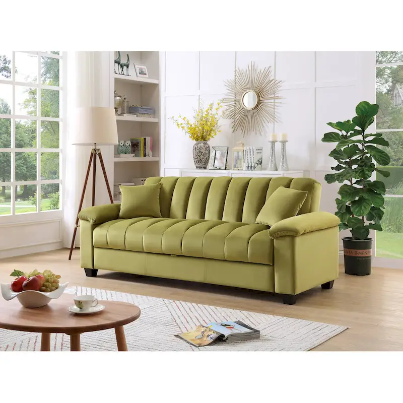 83 Comfortable Velvet Storage Sleeper Convertible Sofa Bed.