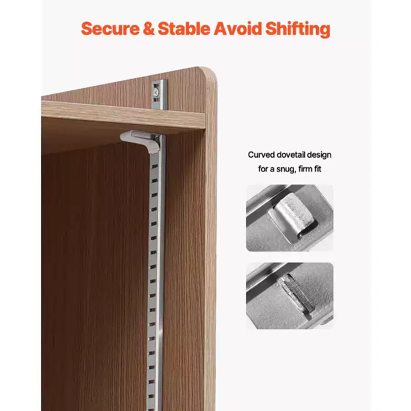 VEVOR Shelf Clips, 40 Pack, Adjustable Steel Pilaster Shelf Clips Support for Metal, Wood, Glass Shelves, Compatible with Wardrobes, Cabinets, Silver