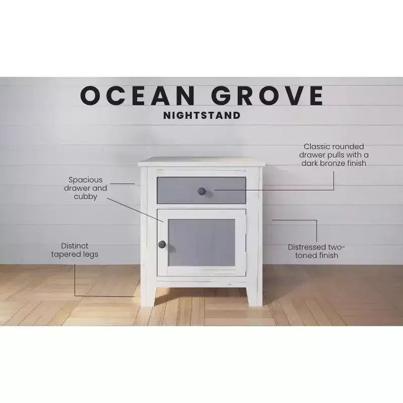 Child Craft Ocean Grove 1 Drawer Nightstand for Nursery or Bedroom, Large Storage Drawer, Made of Sturdy Pinewood, Non-Toxic, Baby Safe Finish