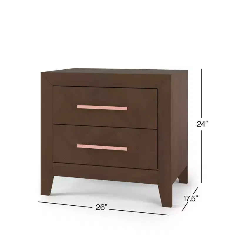 Child Craft Kieran 2 Drawer Nightstand for Nursery or Bedroom, Large Storage Drawers, Made of Sturdy Pinewood, Non-Toxic, Baby Safe Finish