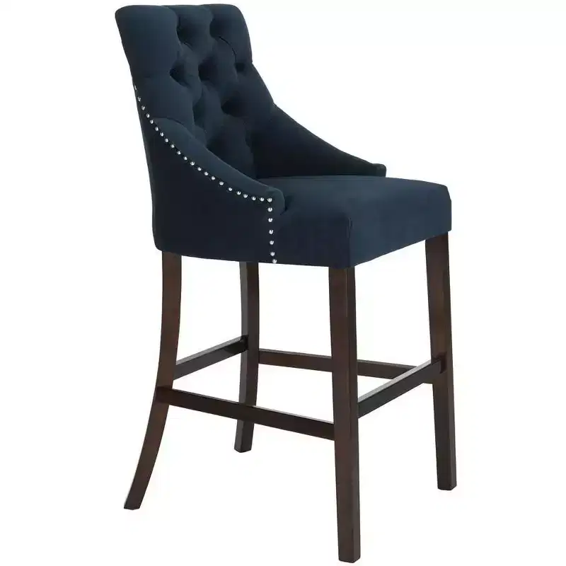 Tufted Wing Back Bar Stool