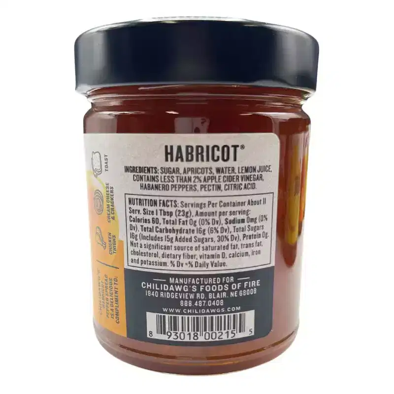 Chili Dawg's Foods of Fire 9 oz Gluten Free Habricot Pepper Spread - Pack of 2