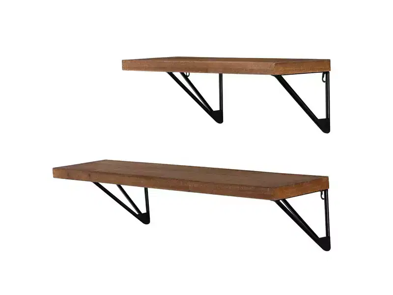 Banria 36 & 24 Metal/Wood Wall Shelves - WDC5000 - Brown/Black - Safavieh