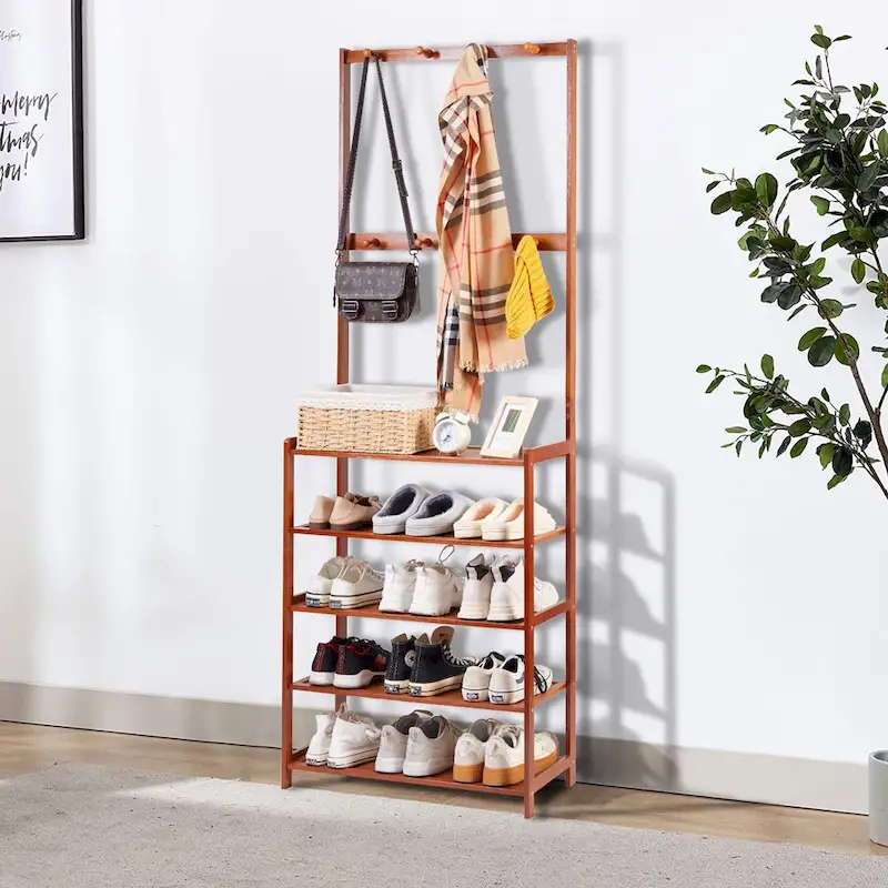 Entryway Shoes Rack Stand Storage Shelf Bamboo